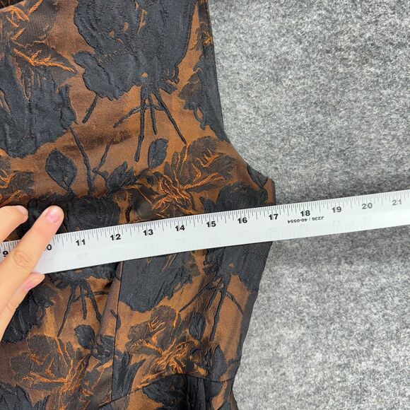 Talbots Dress Women 6 Brown Floral Sheath Midi Zipper Lined Belted Sleeveless - Picture 5 of 7